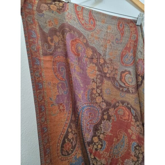 Multicolor paisley Pashmina/ Silk Shawl Scarf Size L - Picture 3 of 7